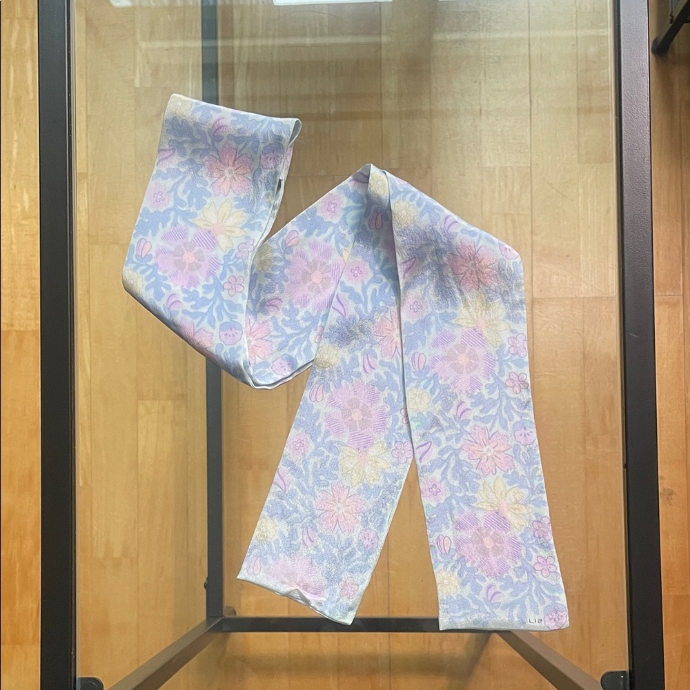 Pastel Floral Patterned Silk Tie Scarf
